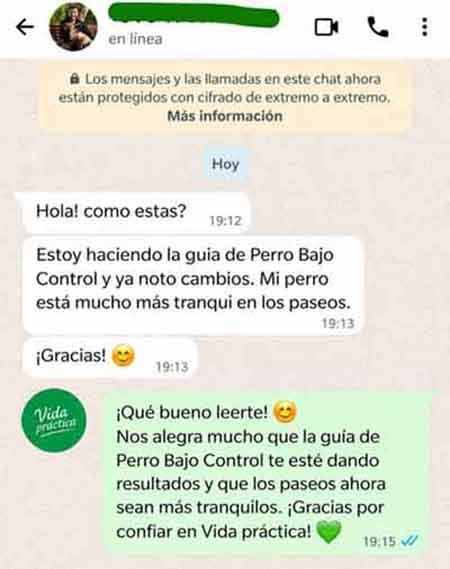 Captura de WhatsApp: testimonio sobre cambios en los paseos